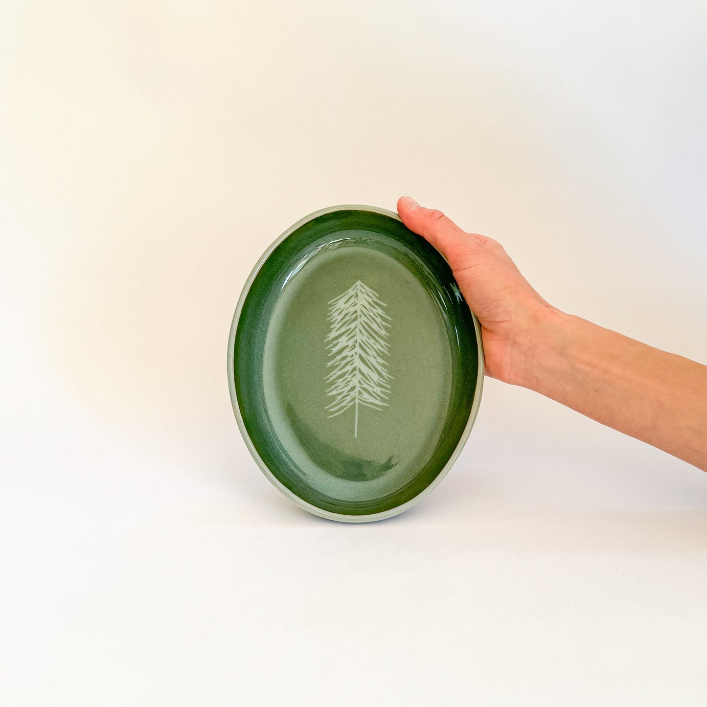 Evergreen oval serving platter