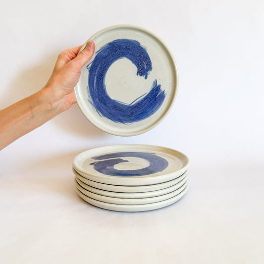 Cobalt blue dessert plate set