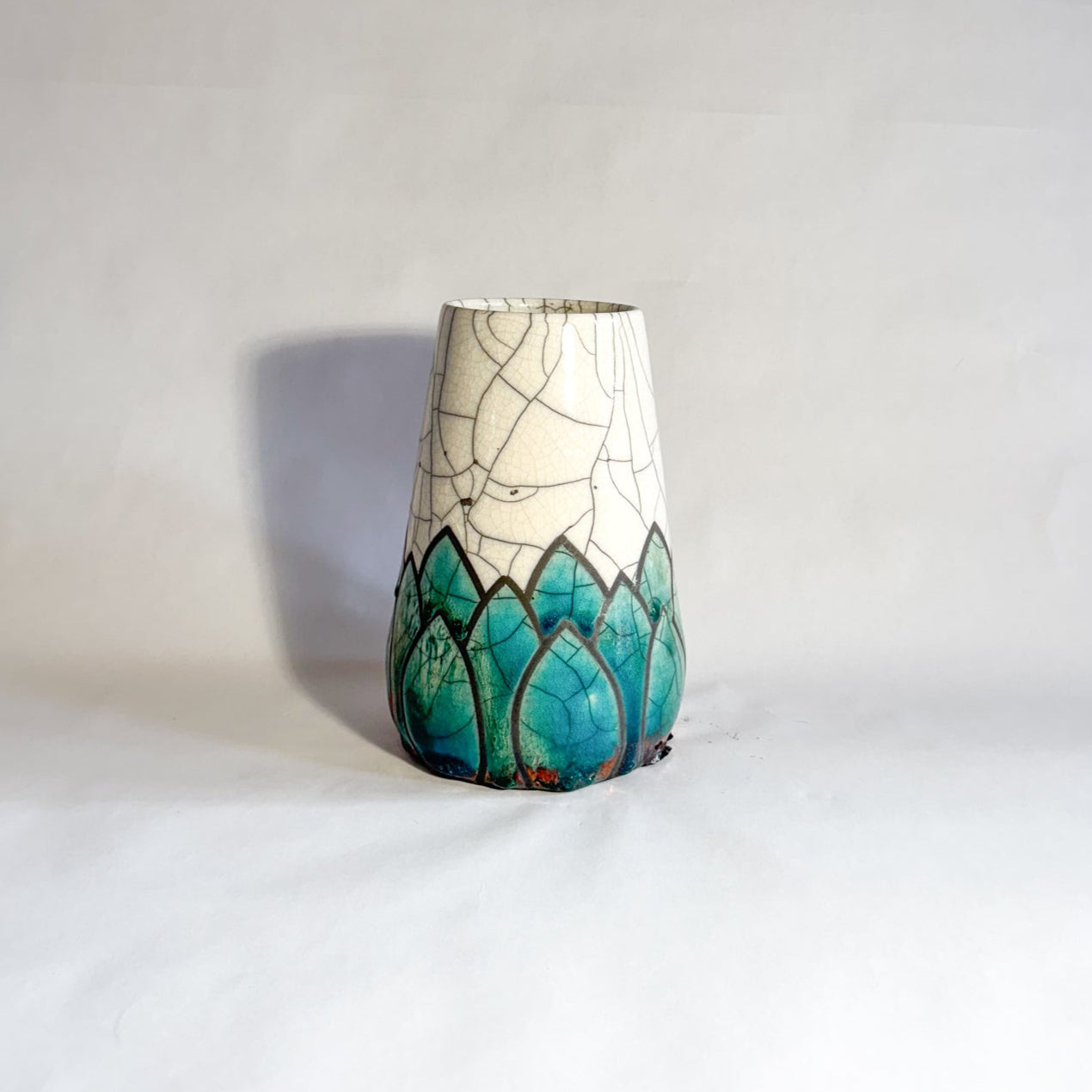 Raku petal vase