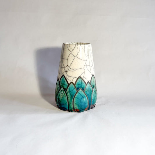Raku petal vase